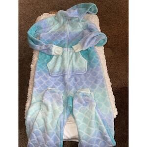 More Than Magic Girls Sz. 10/12 One Piece Plush Hooded Mermaid Pj. Soft, Warm